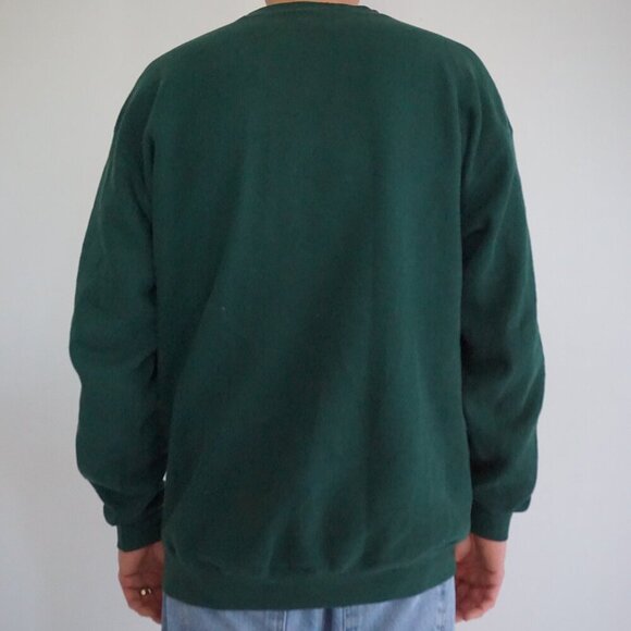 VTG '90s Santee Heavyweight Embroidered Ireland Hunter Green Crewneck Sweater L - Picture 2 of 10